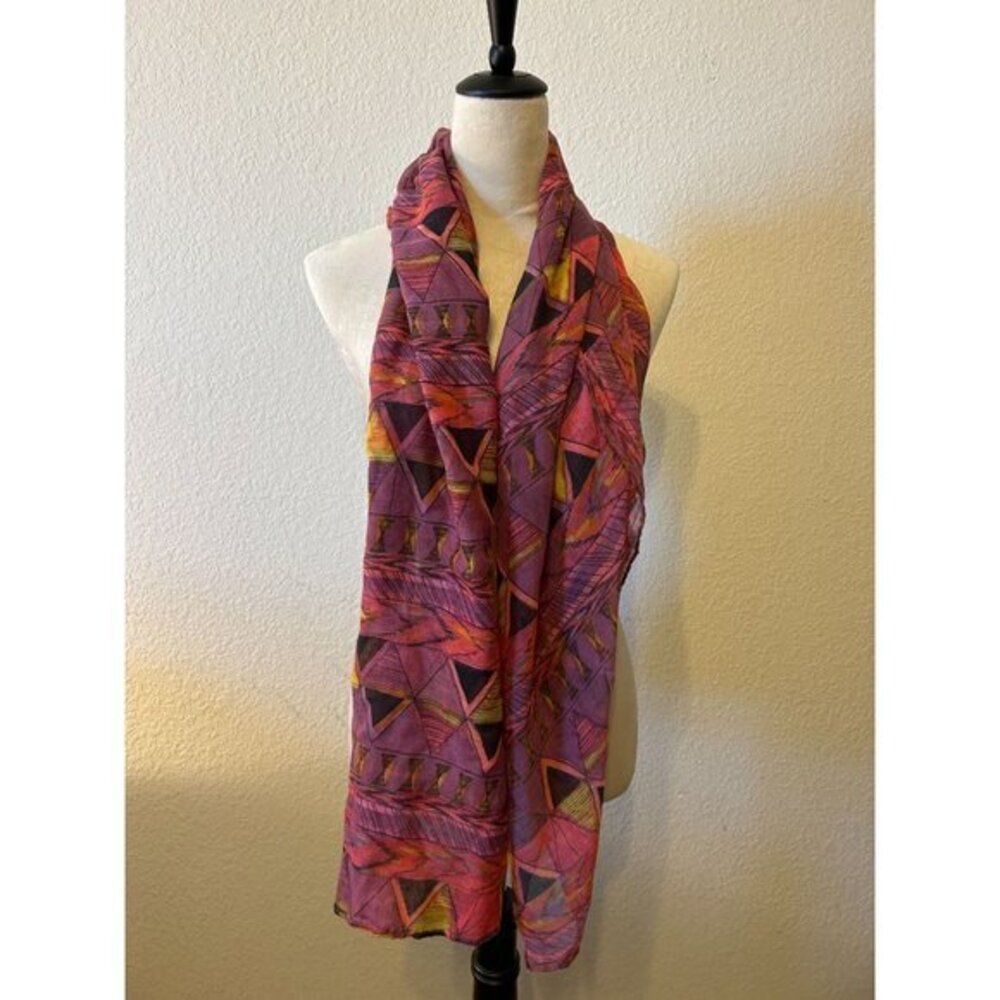 Women's Pink Yellow Black Geometric Shape‎ Scarf Shawl Wrap
